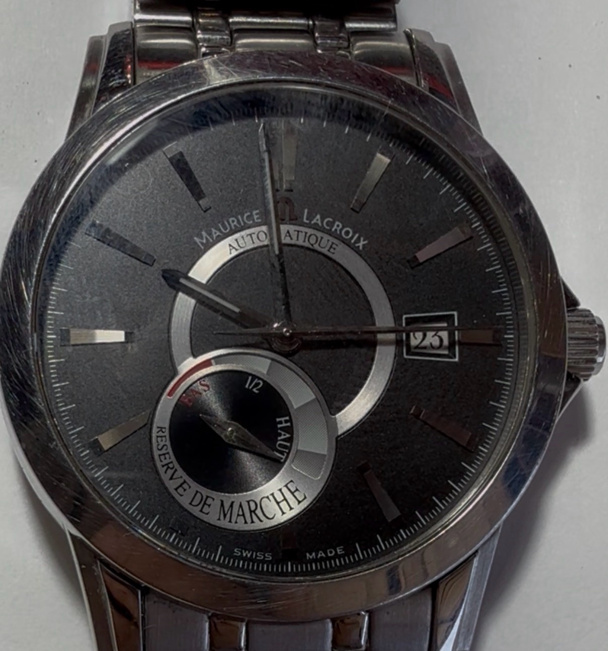 Maurice Lacroix Pontos Automatic Date Power Reserve Black Dial Steel 50m
