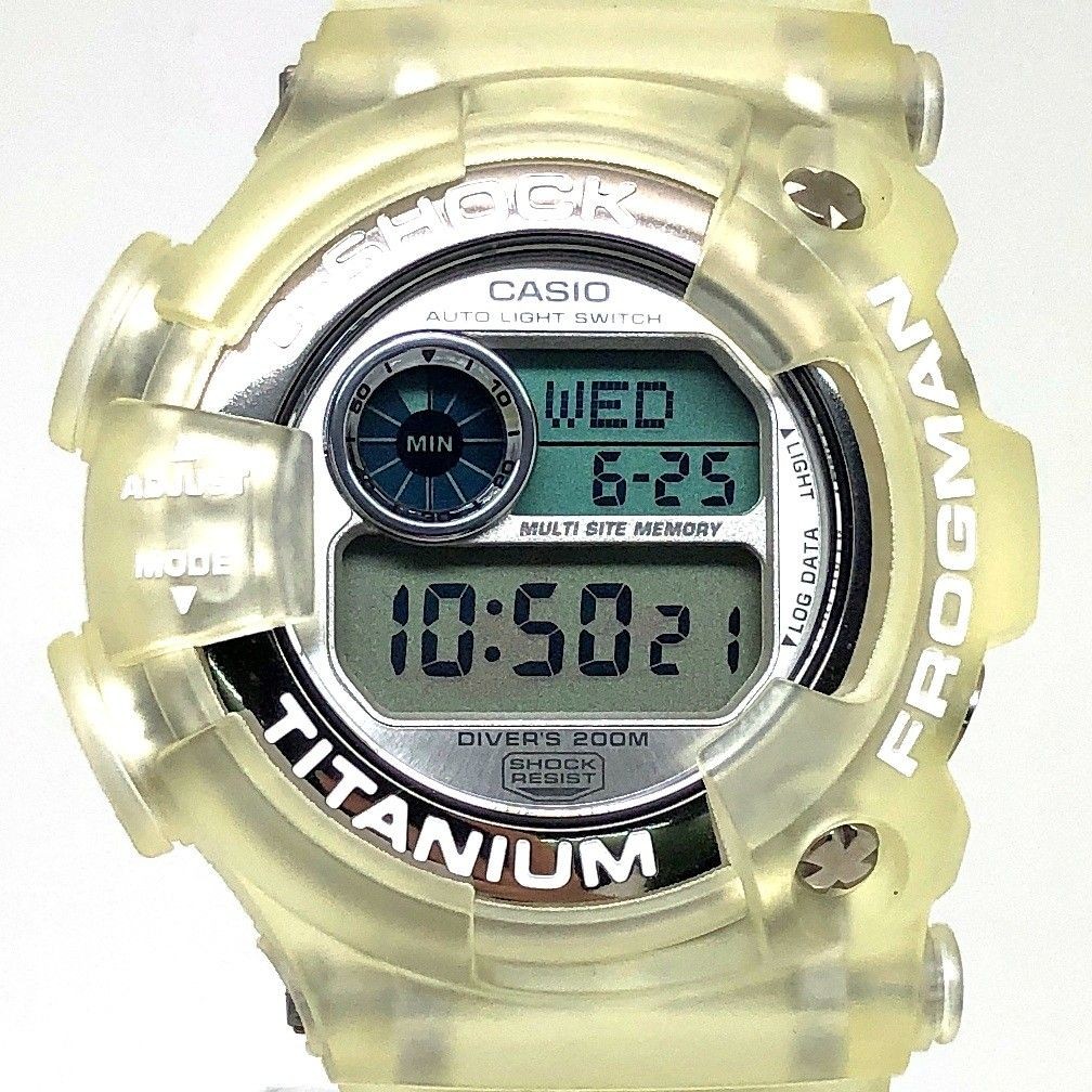 G SHOCK DW 9900WC 7T FROGMAN Skeleton Double Manta Silver White Logo Released in
