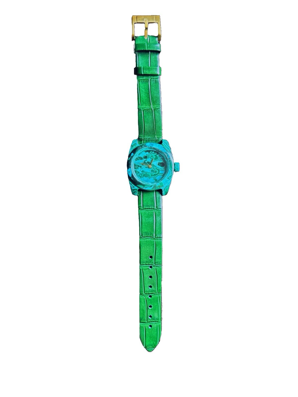 Artisan Stone Watch Handmade from Malachite Chrysocolla | One of a Kind