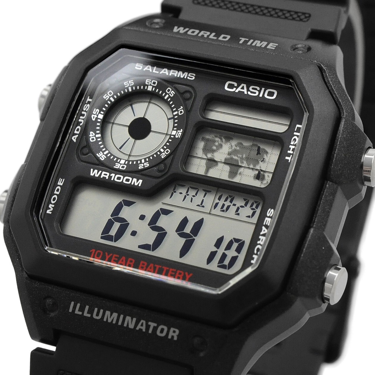 CASIO ROYALE AE-1200WH-1A World Time Digital Watch 100m (10ATM)