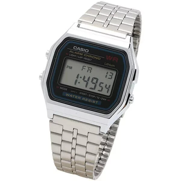 Casio Classic Chronograph Unisex Metal Band Watch Alarm A-159WA-N1 – Retro Digit