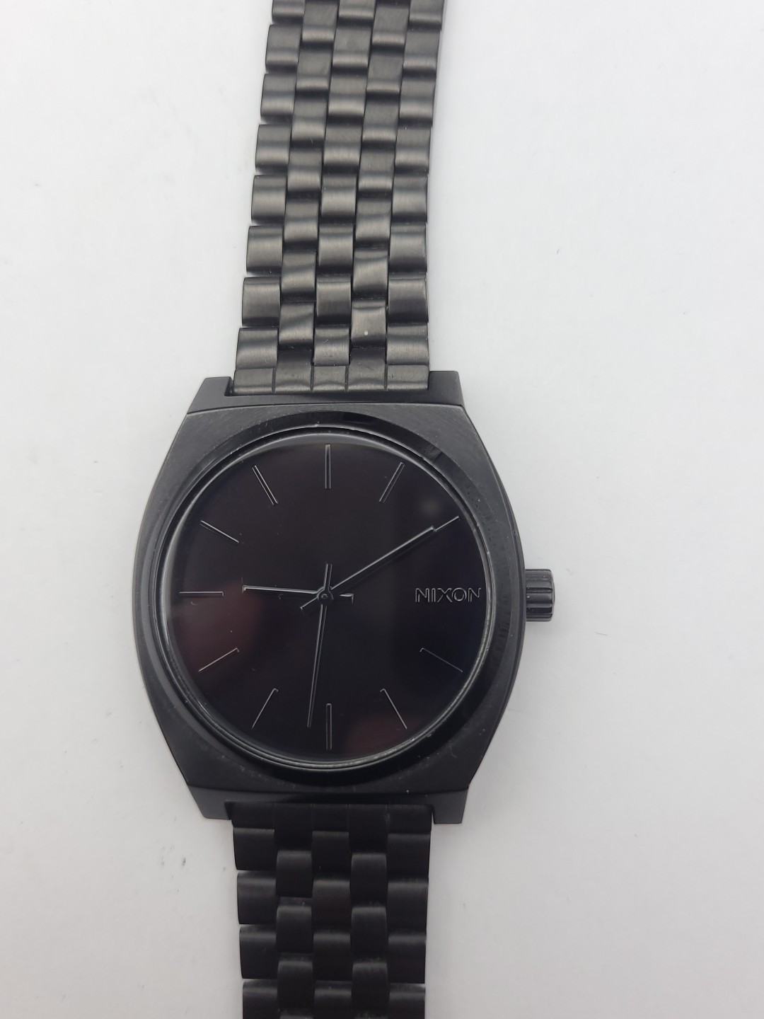 Nixon Minimal The Time Teller All Black Stainless Steel Watch New Battery Works