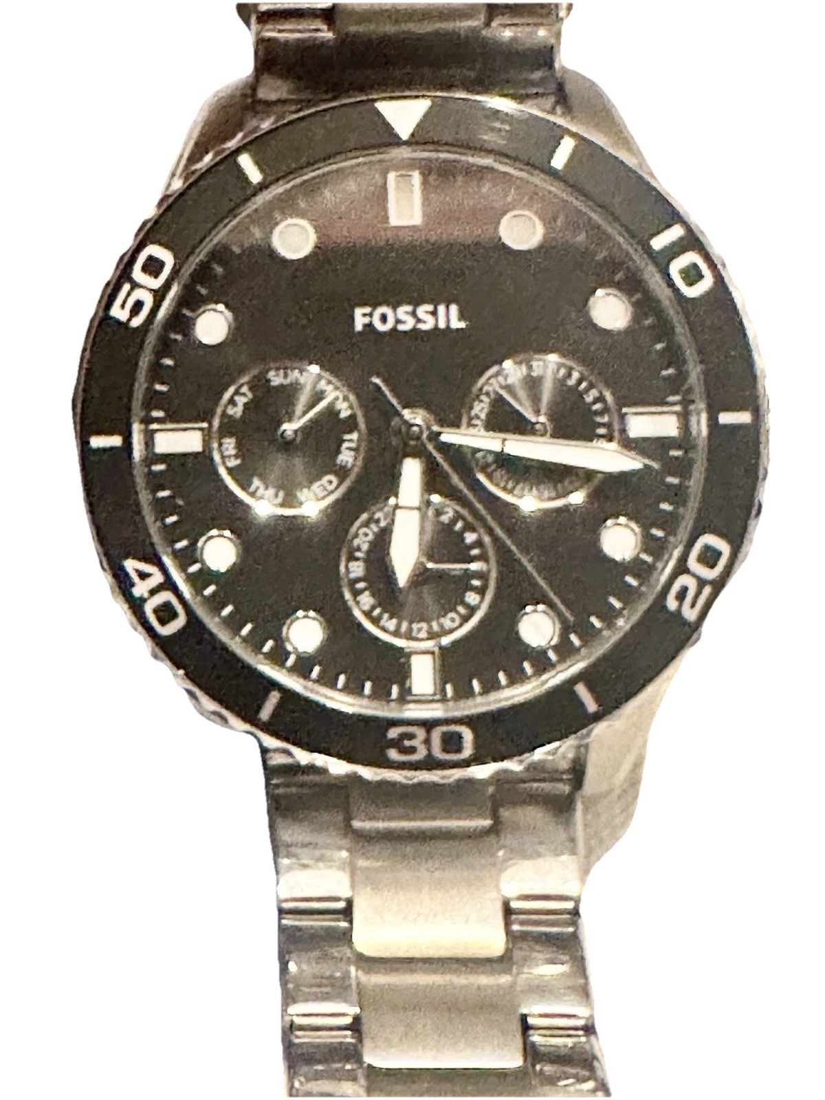 Fossil BQ2753 Men’s Stainless Steel Watch Black Dial Day Date 24H 42mm