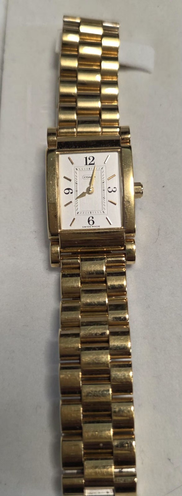 Coach Liz Rectangular Gold Tone Watch WO-15 EUC With Box