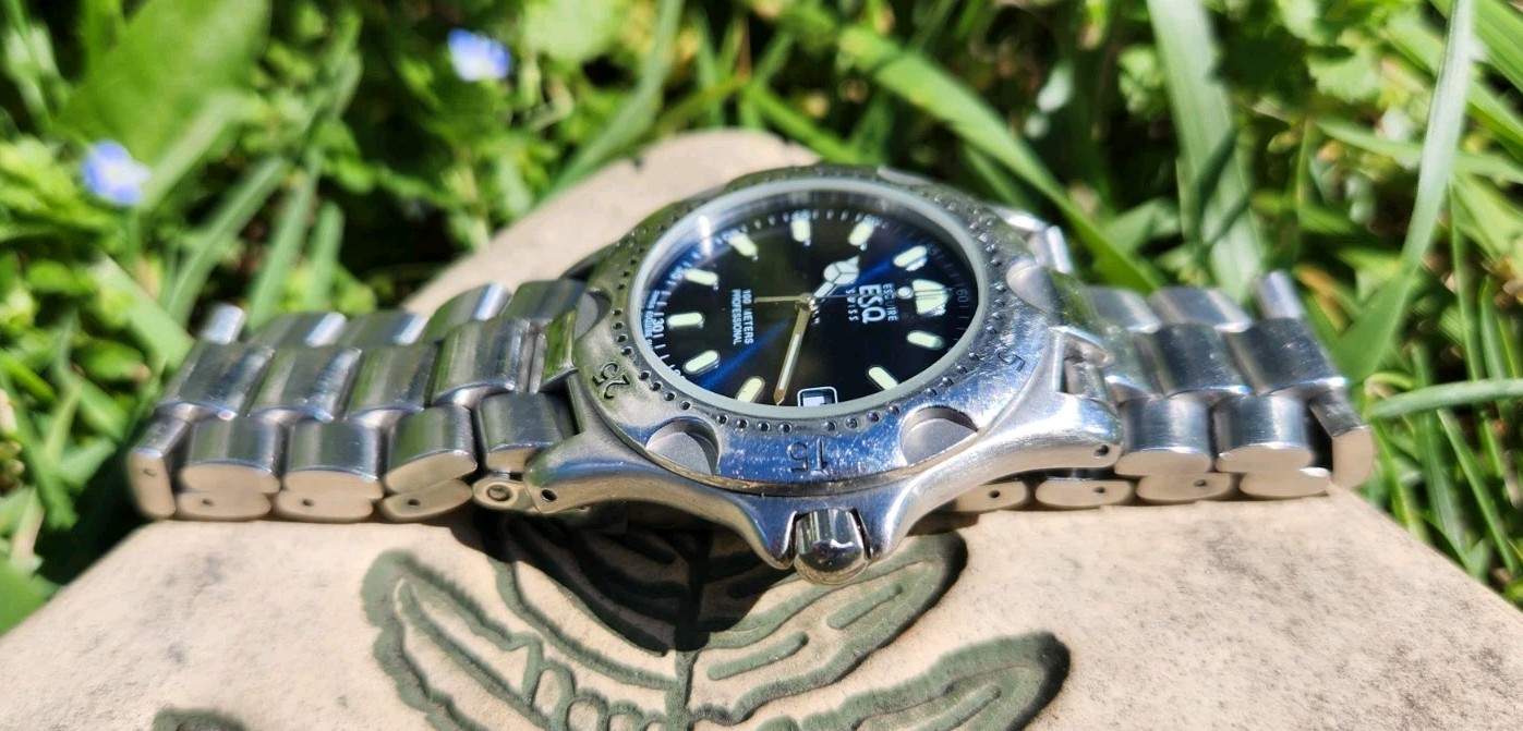 ESQ [Movado] E5066 100M Professional Diver Blue/Silver 37mm Men’s Watch Quartz!!