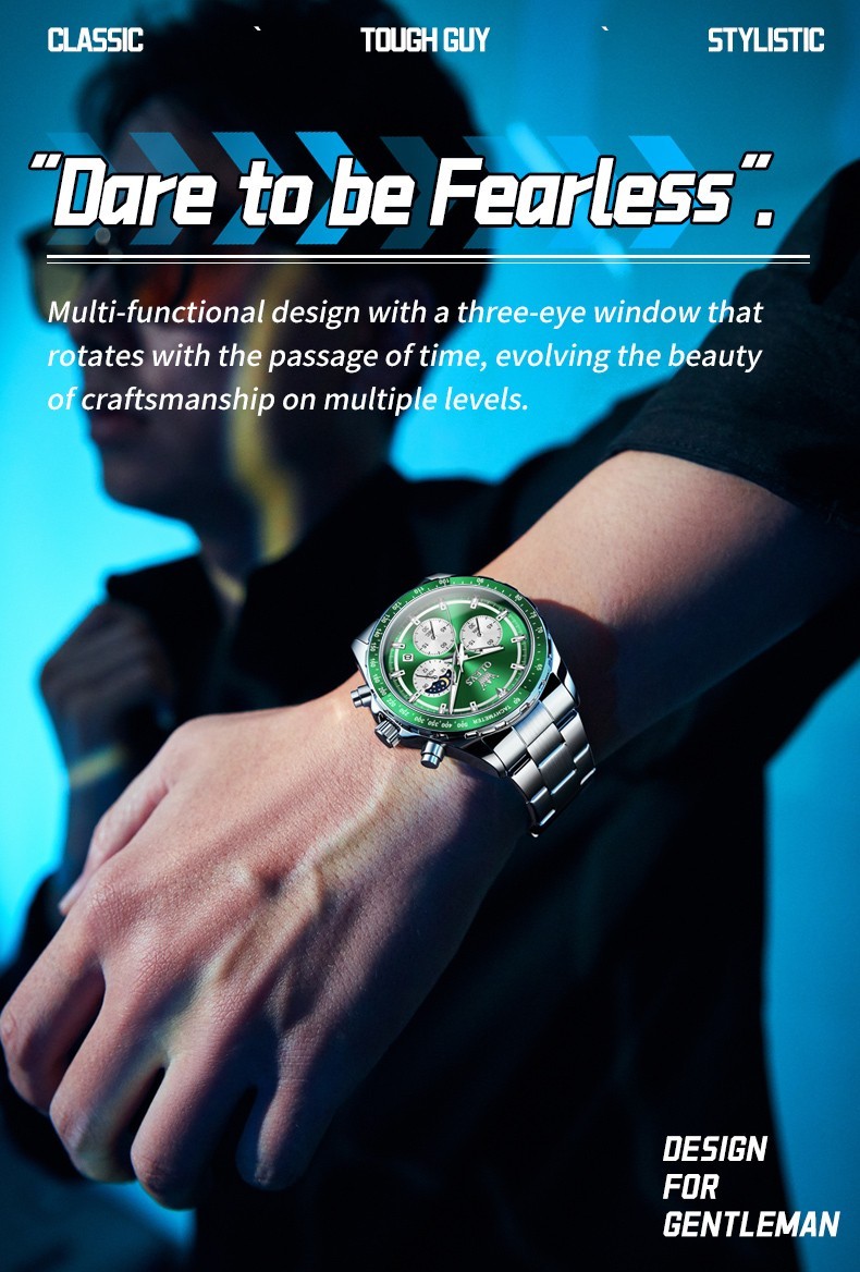 OLEVS 2945 Luminous Night Light Auto Date Japan Movement Quartz Wristwatch