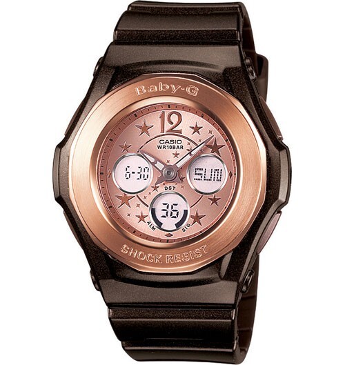 VINTAGE RARE METALLIC GOLD CASIO BGA-104G CHOCOLATE WOMEN WATCH