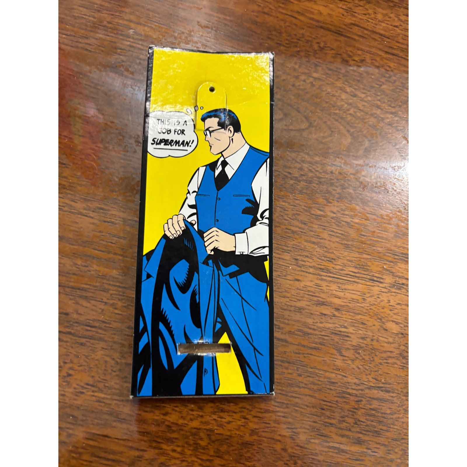 Vintage Superman DC Comics Character Watch Silver Tone Case Black Leather Strap