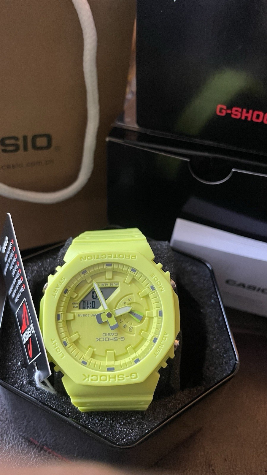 Casio G-SHOCK Analog/Digital Quartz 200m Yellow Resin Watch 45mm Box Manual