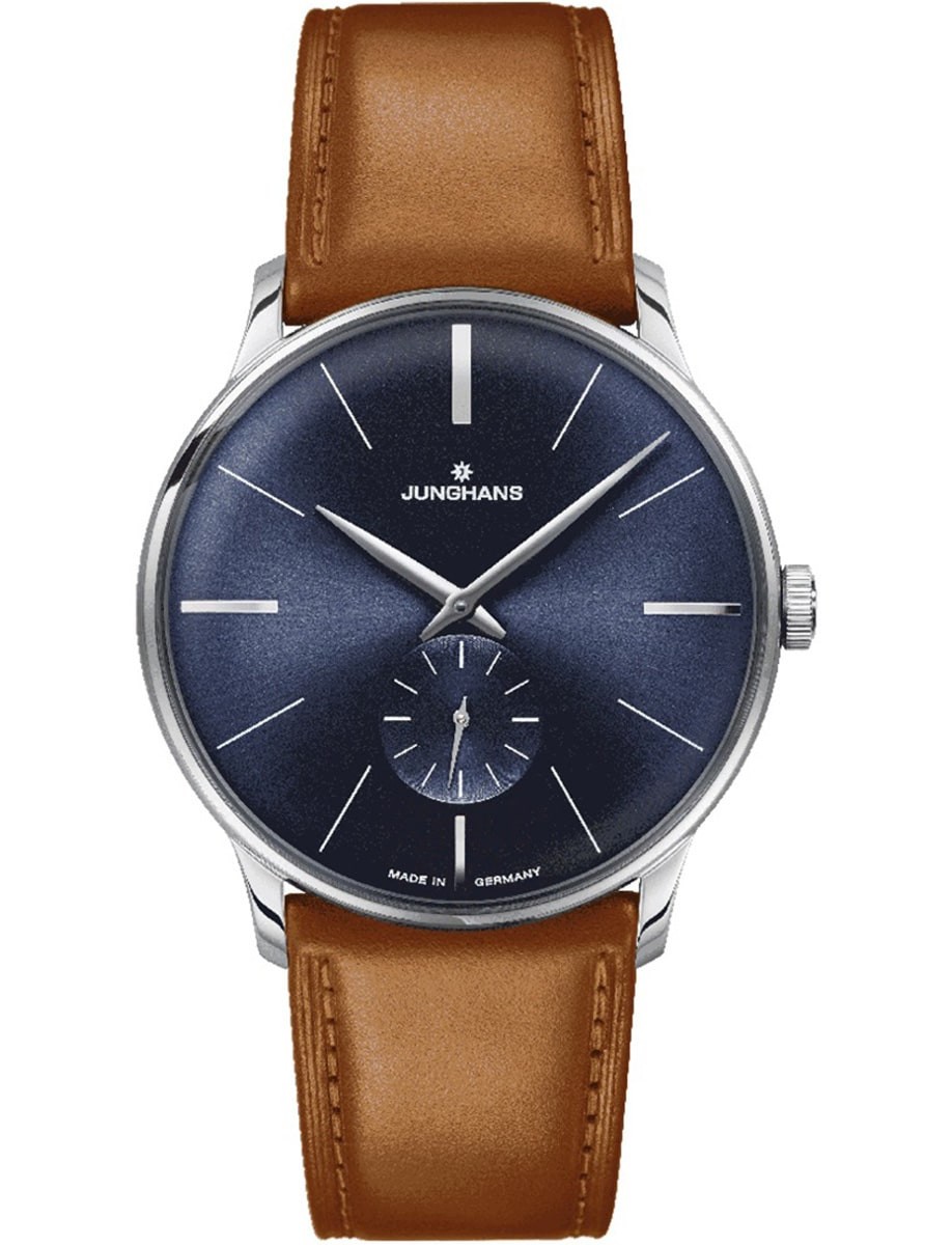 Junghans Meister Handaufzug 37.7mm Blue Dial Leather Band Watch 27/3504.02