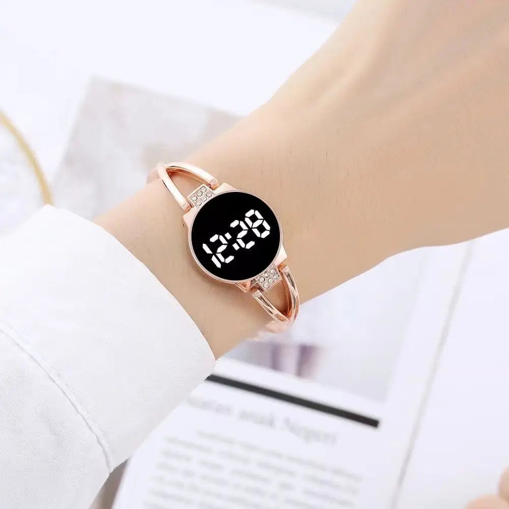 LED Electronic Watch with Bracelet for Women Girls Touch Control Screen Digital