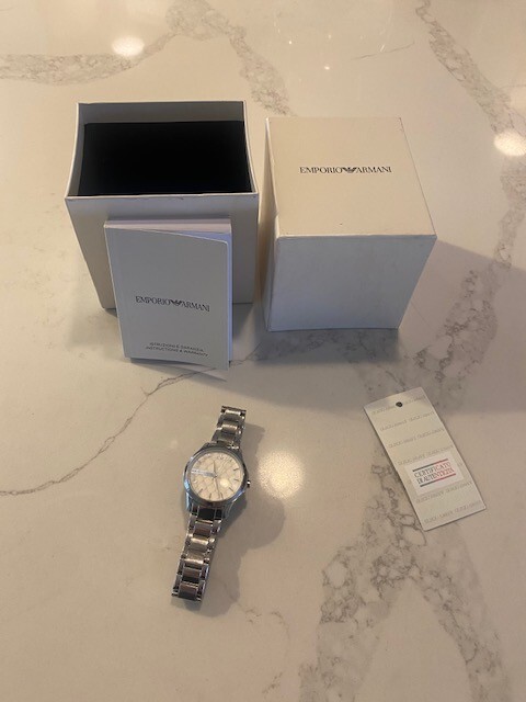 Armani Exchange Silver Quilted Dial Stainless Steel Ladies Watch AX5200