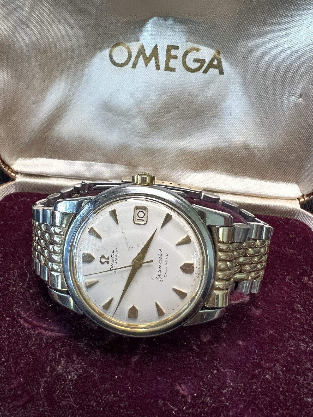 Vtg Omega Seamaster Calendar Watch, Auto Beads of Rice & Arrow Markers, Ref 2849