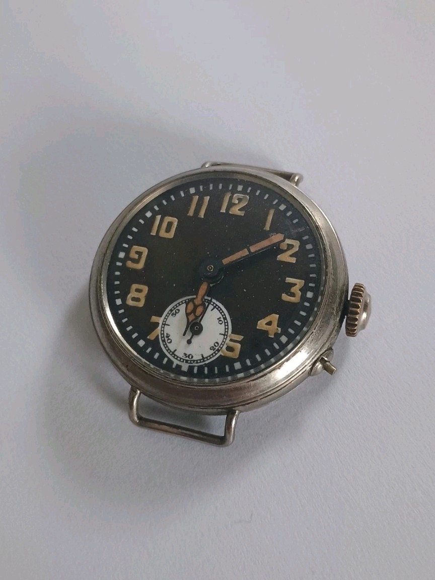 Black Dial Trench Watch Metal Case With Handmade Leather Bund Strap
