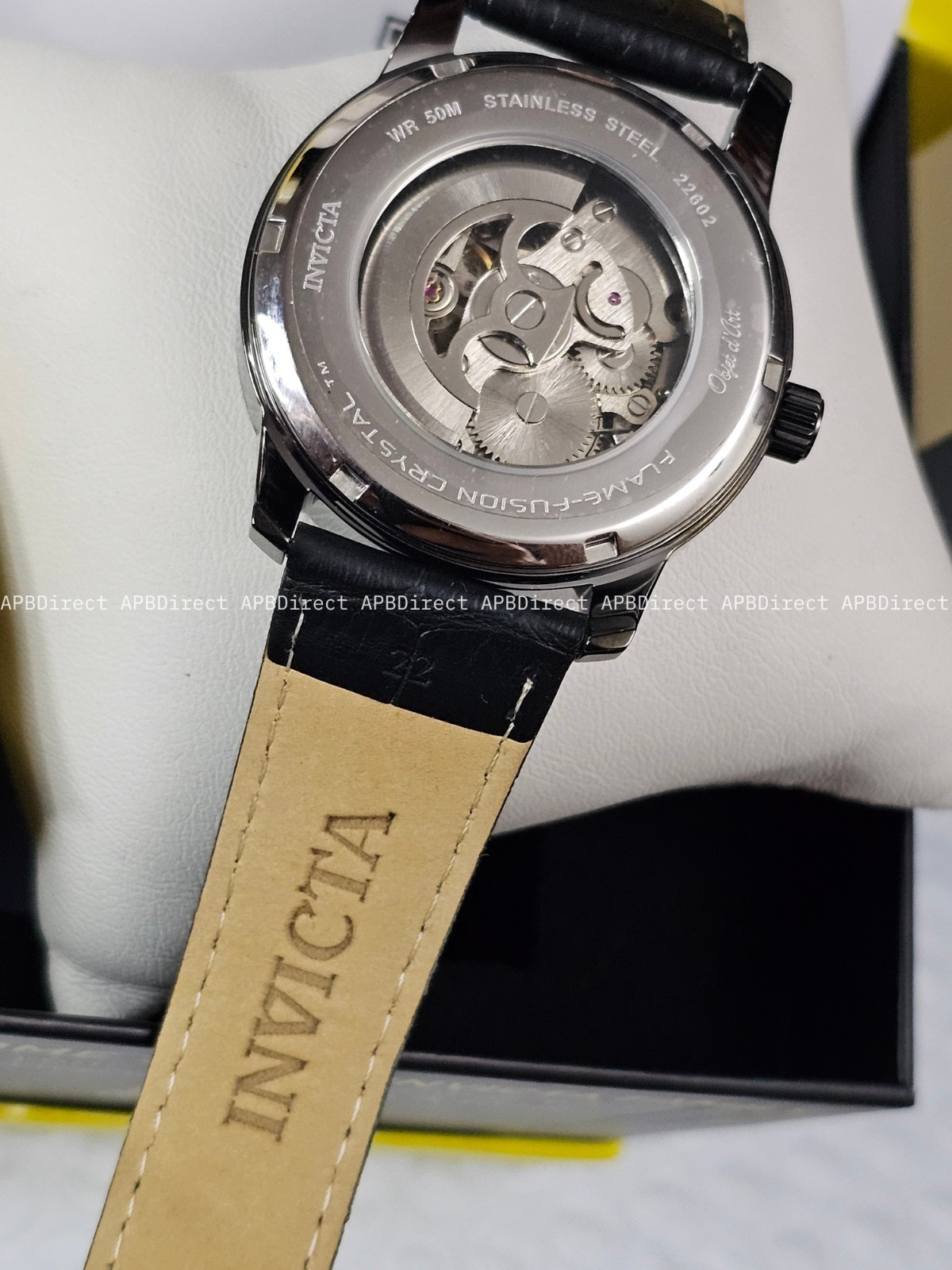 Invicta Objet D Art – Automatic – Skeleton Flame-Fusion Black Leather mens Watch