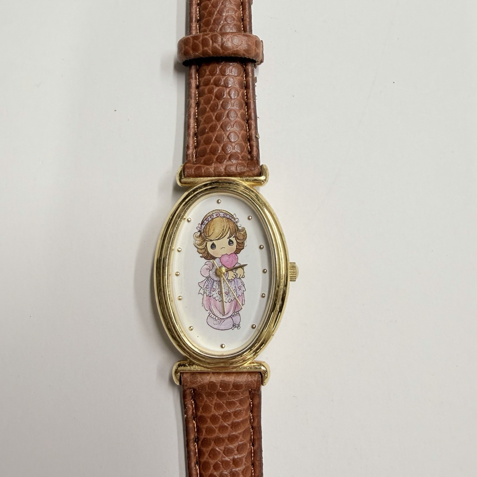 Precious Moments Valdawn Ladies Oval Analog Quartz Watch Untested Gold Tone Y2K