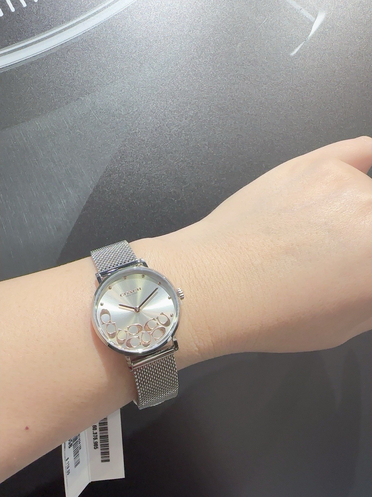 COACH PERRY 14503858 SILVER WHITE LOGO DIAL MESH STRAP 28MM WOMEN’S WATCH