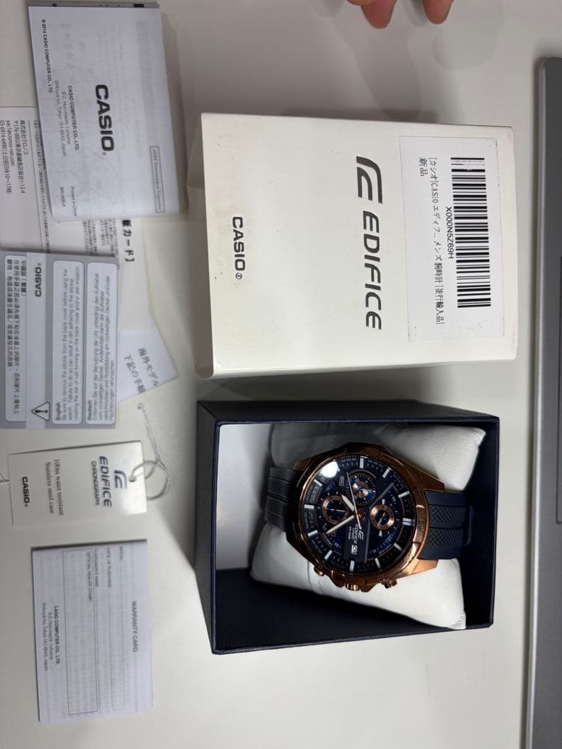 Casio Edifice EFR-556PC Chronograph Quartz Mens Watch Blue Rose Gold -For Parts