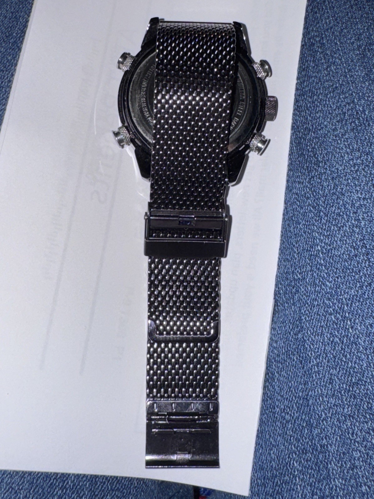 NAVIFORCE NF9153 MULTI-FUNCTION STAINLESS STEEL MESH DIGITAL/ANALOG WATCH BLKNEW