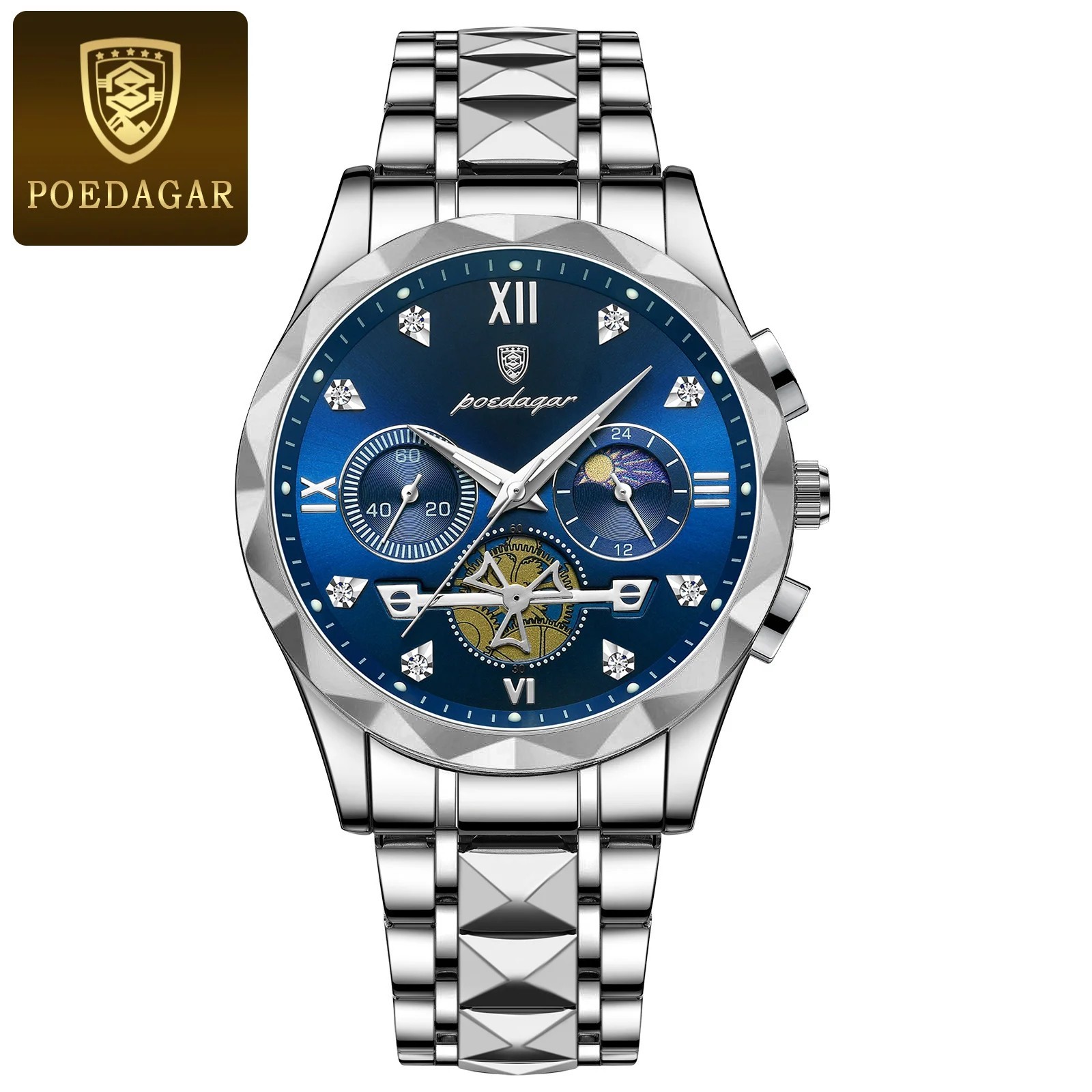 Men’s Luxury Stainless Steel Chronograph Quartz Watch Waterproof Business Gift