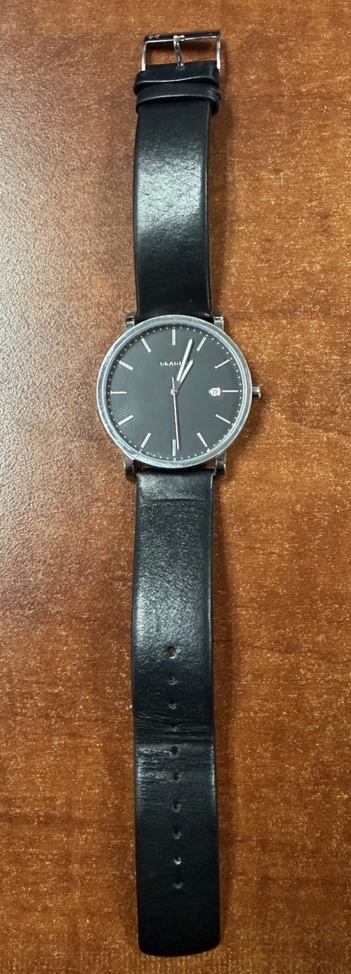 SKAGEN HAGEN SKW6294 BLACK LUMINOUS HANDS 5ATM STEEL BLACK LTHR BAND MEN’S WATCH