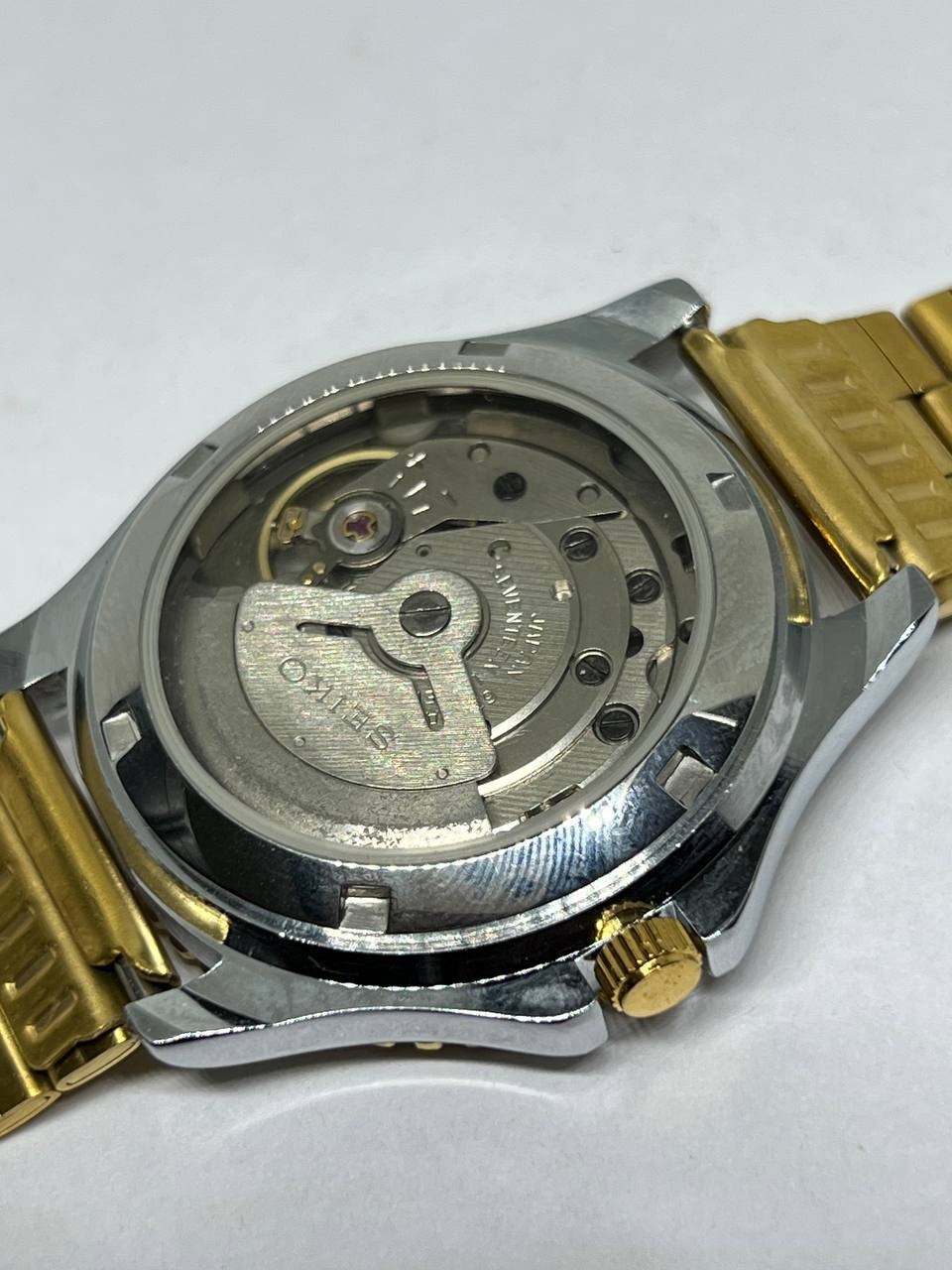 Automatic Seiko Refurbished Black Dial Day/ Date Men’s Wrist Watch Gold Plated