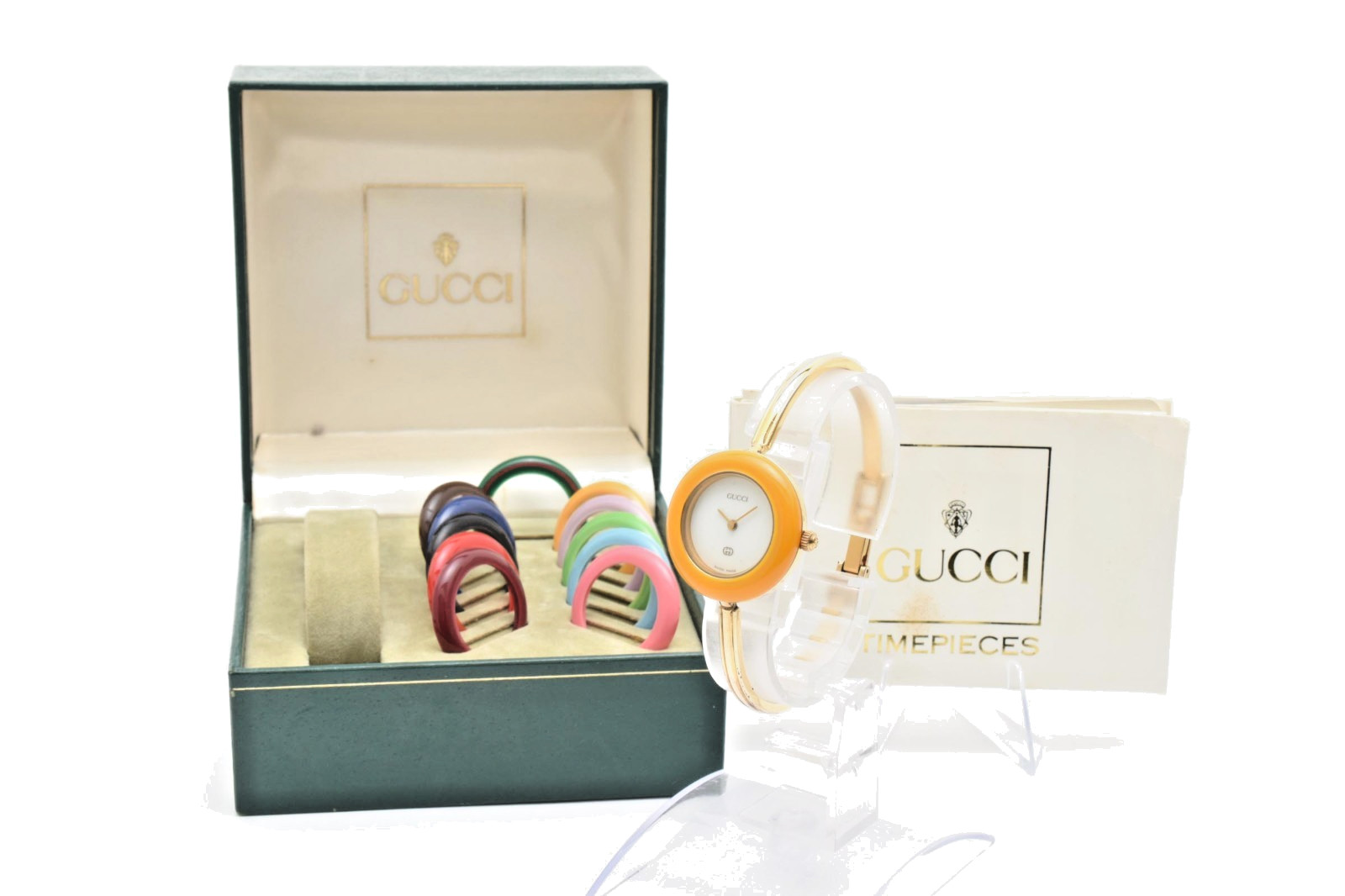Vintage[NMINT/Box] Gucci Change Bezel 1100L Watch 12 Colors Box Gold From Japan