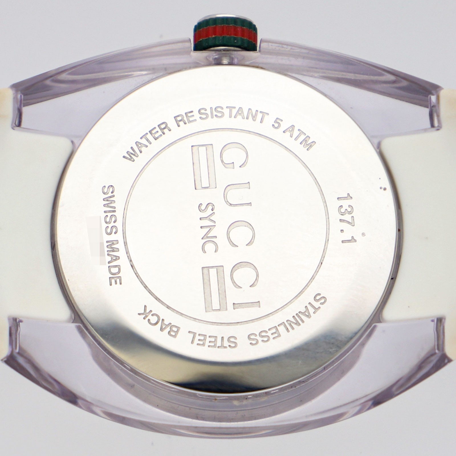 GUCCI 137.1 SYNC WATCH Silver SS/rubber QZ