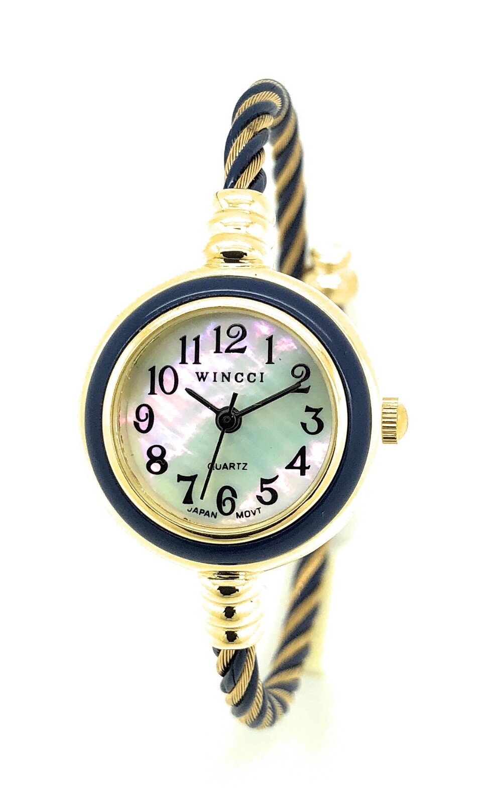 Wincci Ladies Small Twisted Wire Metal Bangle Cuff Watch Easy to Read Numbers