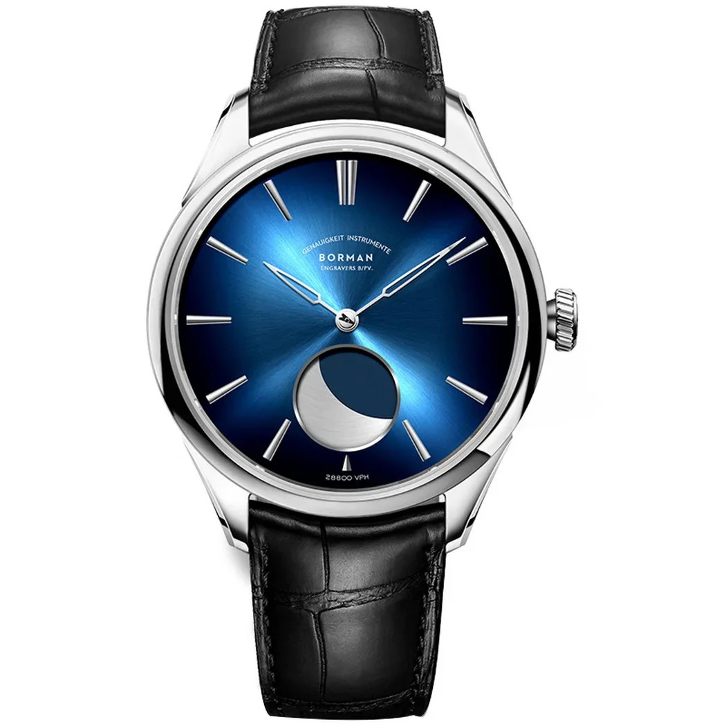 Borman Automatic Watch Mens Moon Phase Mechanical Sapphire Crystal 50M WR