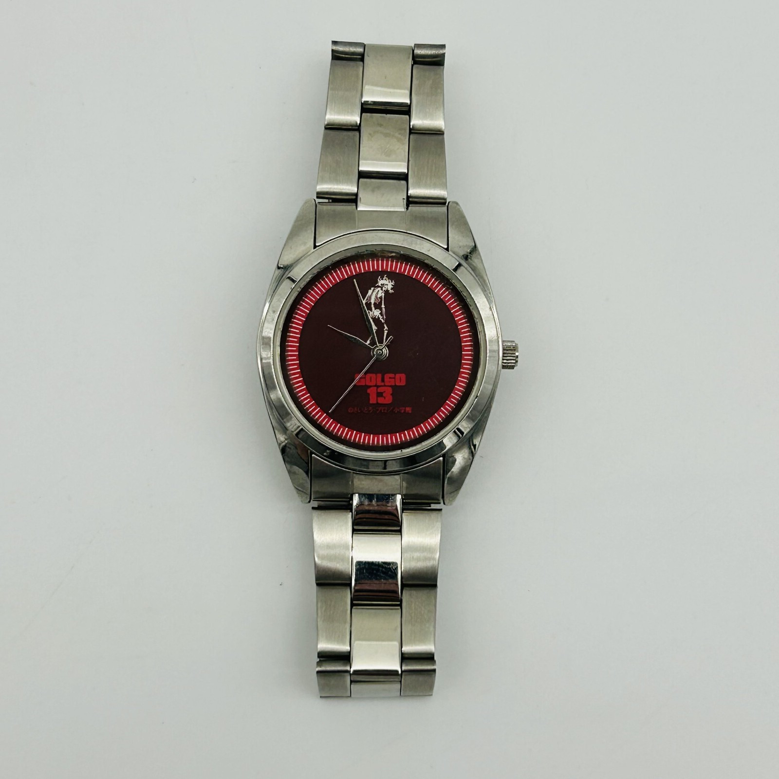 VINTAGE Golgo 13 Watch Adult Silver Tone Red Anime Manga Japan Video Game Y2K