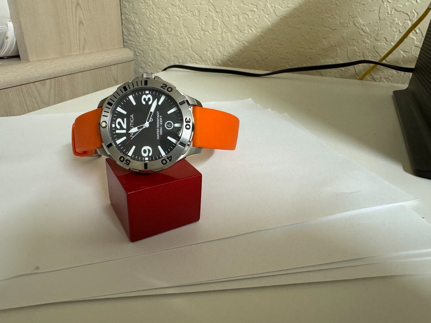 Unisex NAUTICA Black Dial Orange Silicone Rubber band Watch N15544G