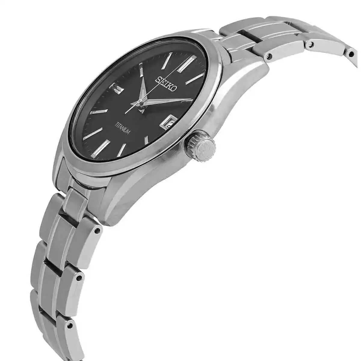 Seiko Men’s Essentials Quartz Black Dial Titanium Watch – SUR375P1 NEW