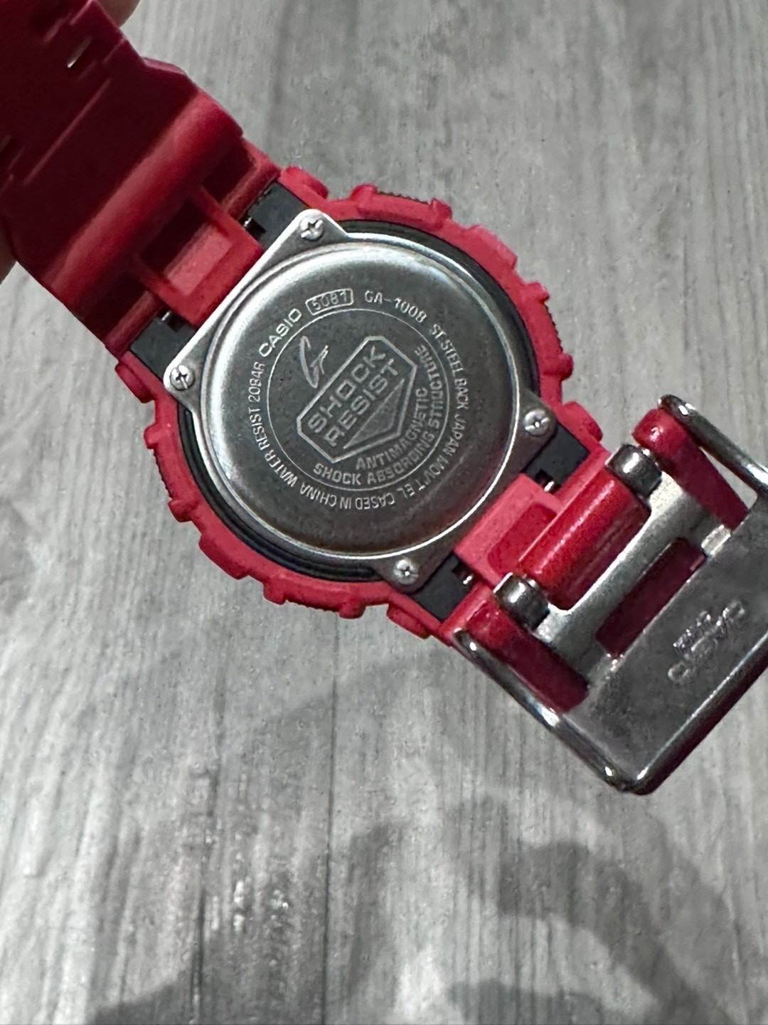 Casio G-Shock GA-100B-4A Analog Digital Men’s Watch Red/Black Dial Resin Band