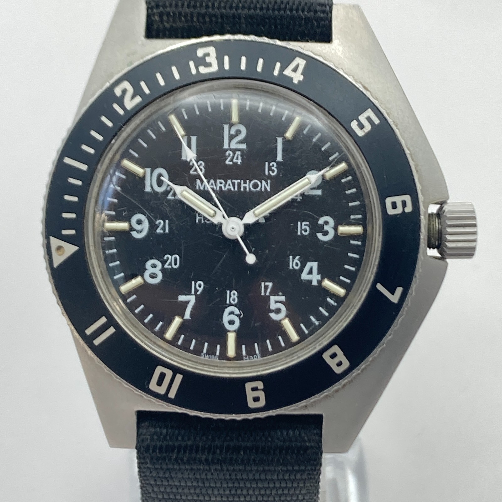 Marathon Gallet & Co Men’s Watch Military 41mm Silver Tone 211 New Battery 1990