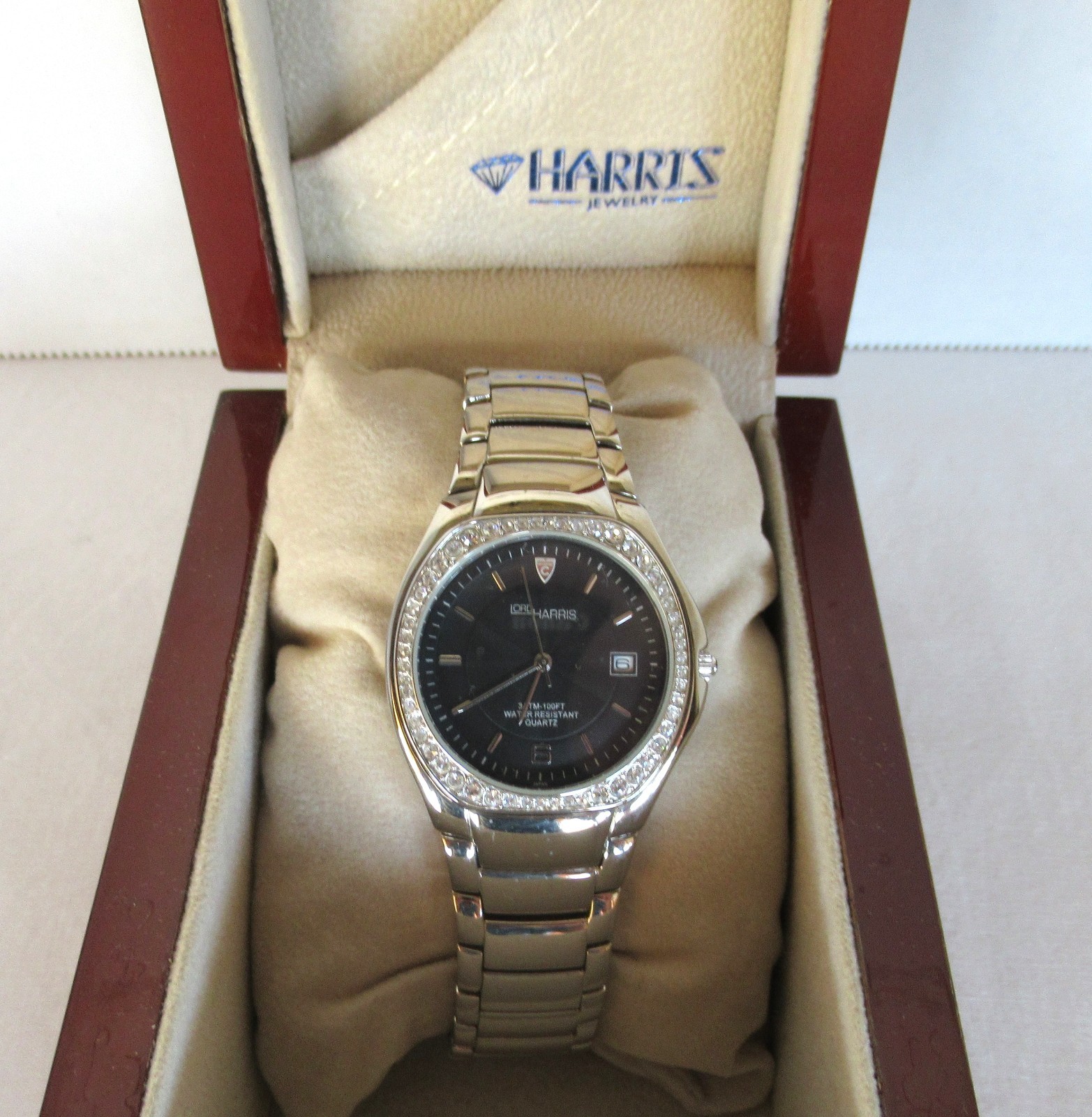 Lord Harris Watch w/ Original Wood Case, 3 ATM 100 Feet, Needs Battery