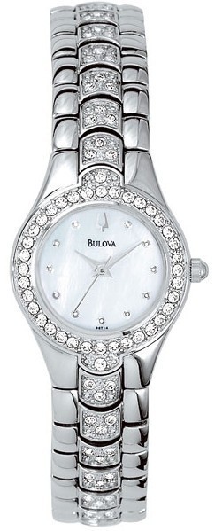 Bulova Crystal 22mm White MOP Stainless Steel Women’s Watch 96T14 (W/O Box)