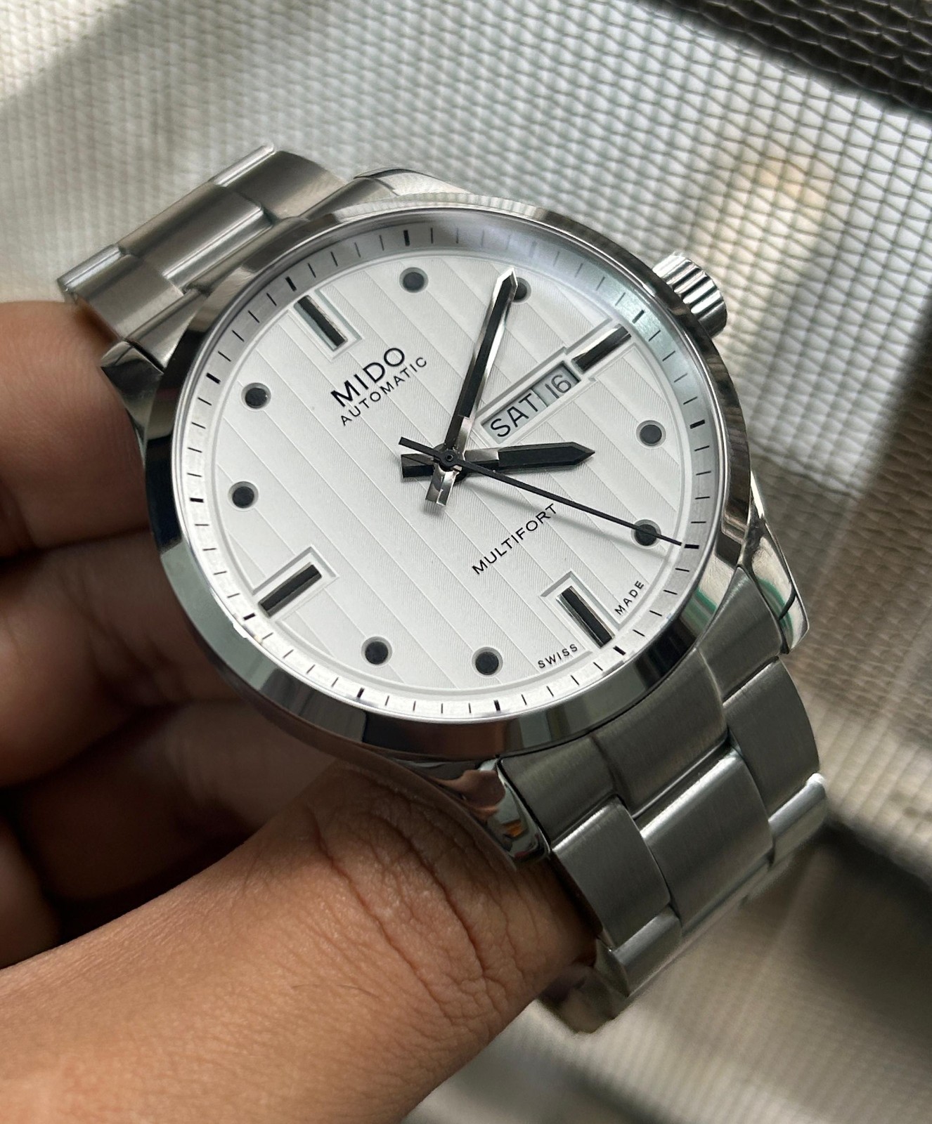 Mido Multifort White Linnig Dial Automatic Swiss Men’s Watch, Cal-2846 25 Jewel