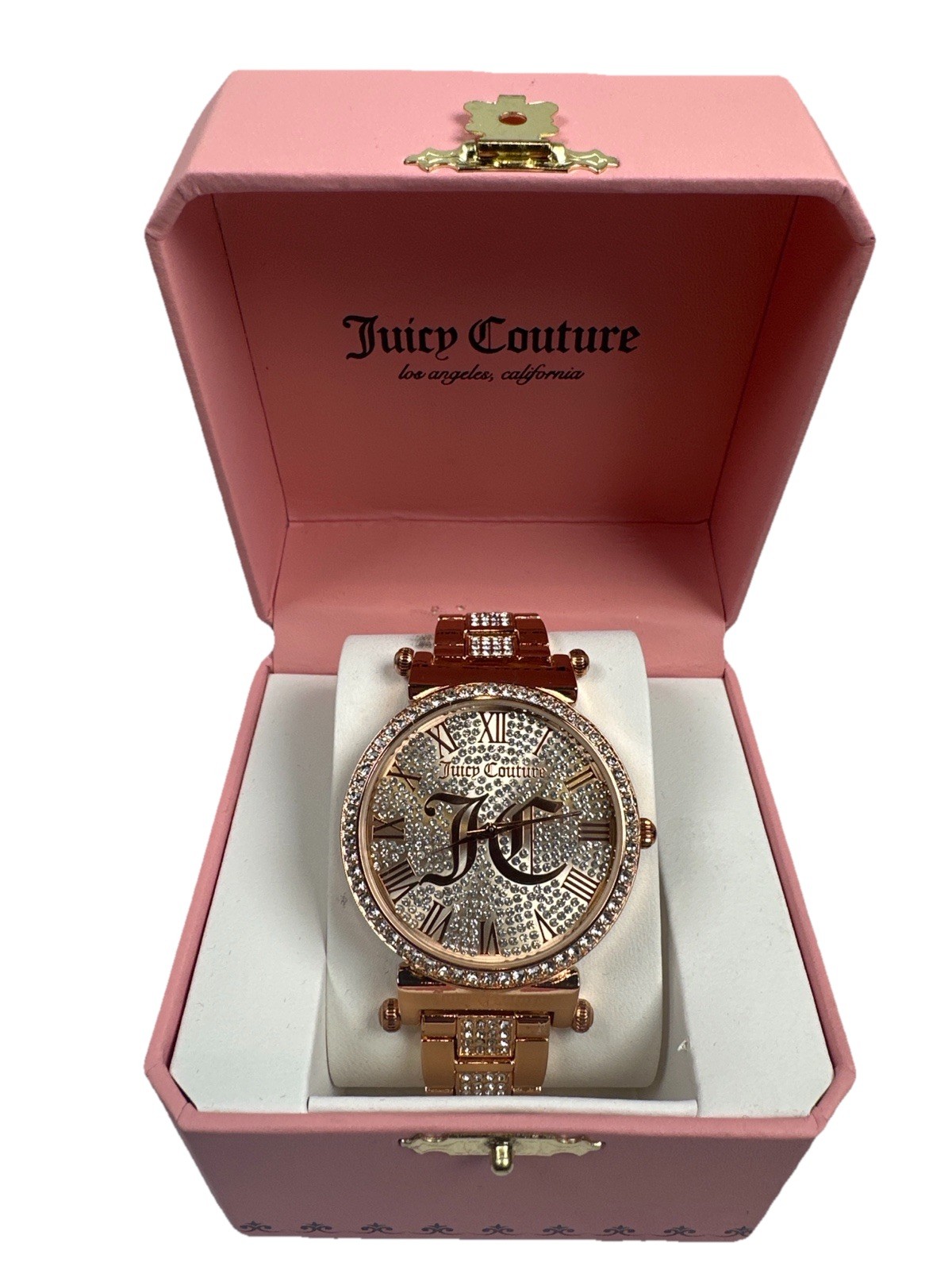 Juicy Couture Rose Gold Crystal Watch Bracelet with Box Y2K Glam