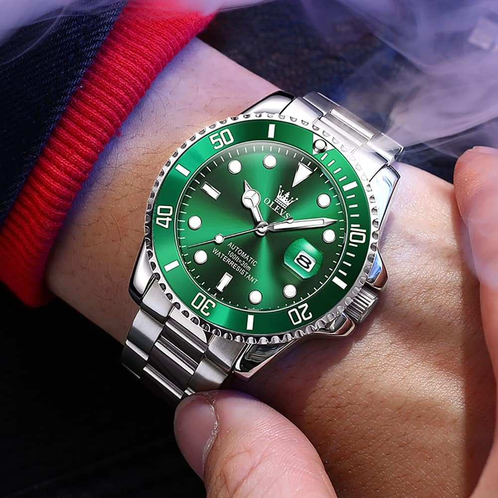 Stylish Men’s Waterproof Automatic Watch with Luminous Hands and Large Face