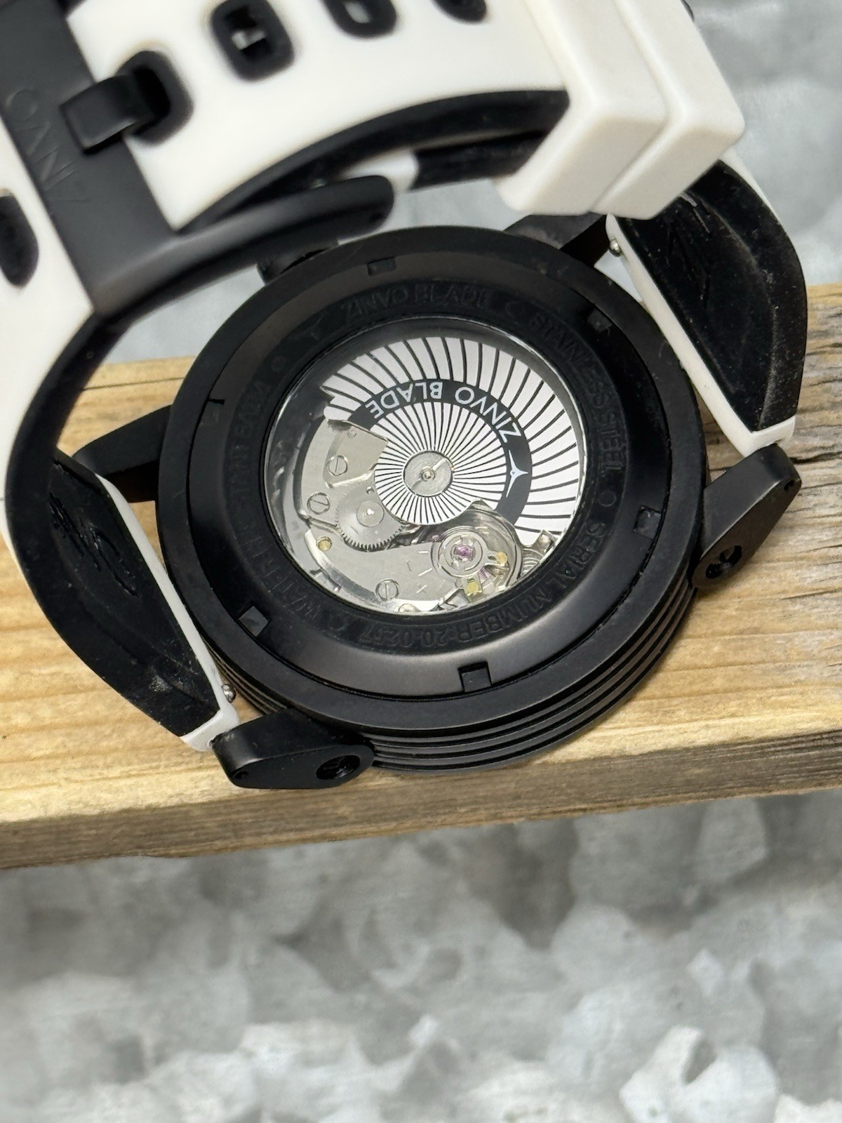Zinvo Blade Automatic Watch with White, Black, and Blue Dial, Original Band