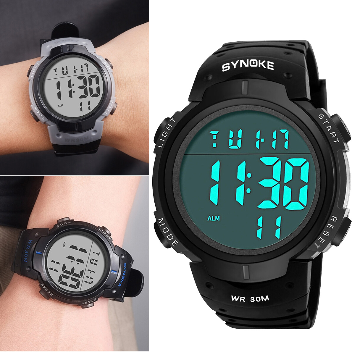 US Men Waterproof Sports Watch Casual Luminous Stopwatch Alarm Simple Army Watch