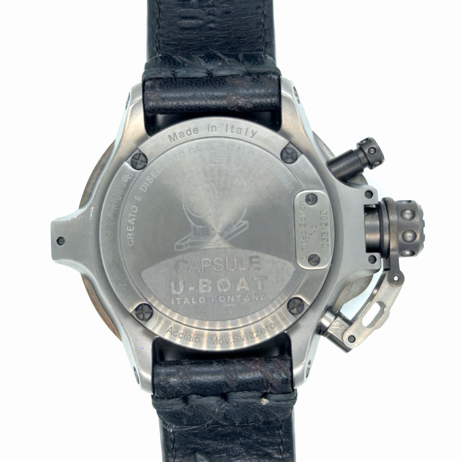 U-Boat Capsule 50mm Automatic PVD BK BL UB8806 Black Dial, Steel, Leather