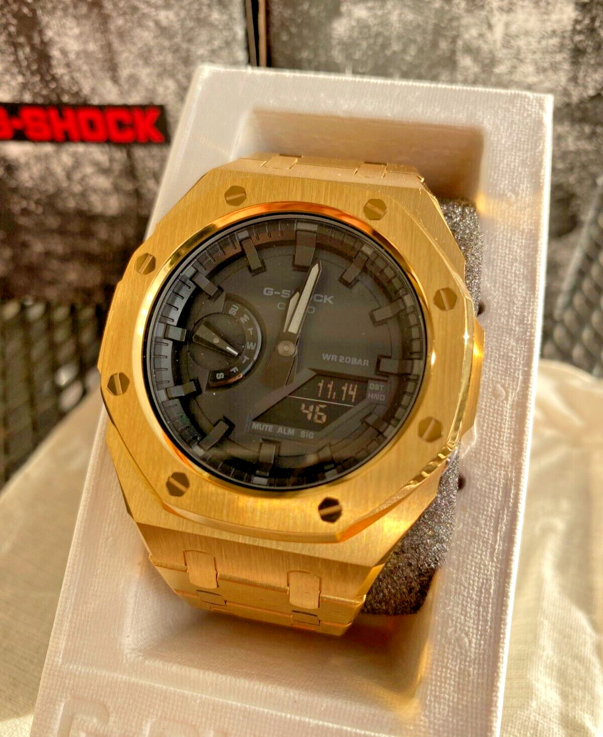New Casio G-Shock GA2100 Custom Modification Metal MOD GOLD SILVER Black White