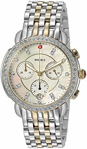New Michele Sidney Diamond Two-Tone Stainless Steel Ladies Watch (MWW30A000005)