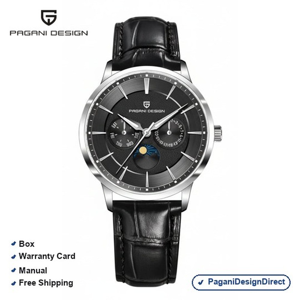 Pagani Design PD-1795 Black Moonphase Stainless Steel Automatic Men’s Watch