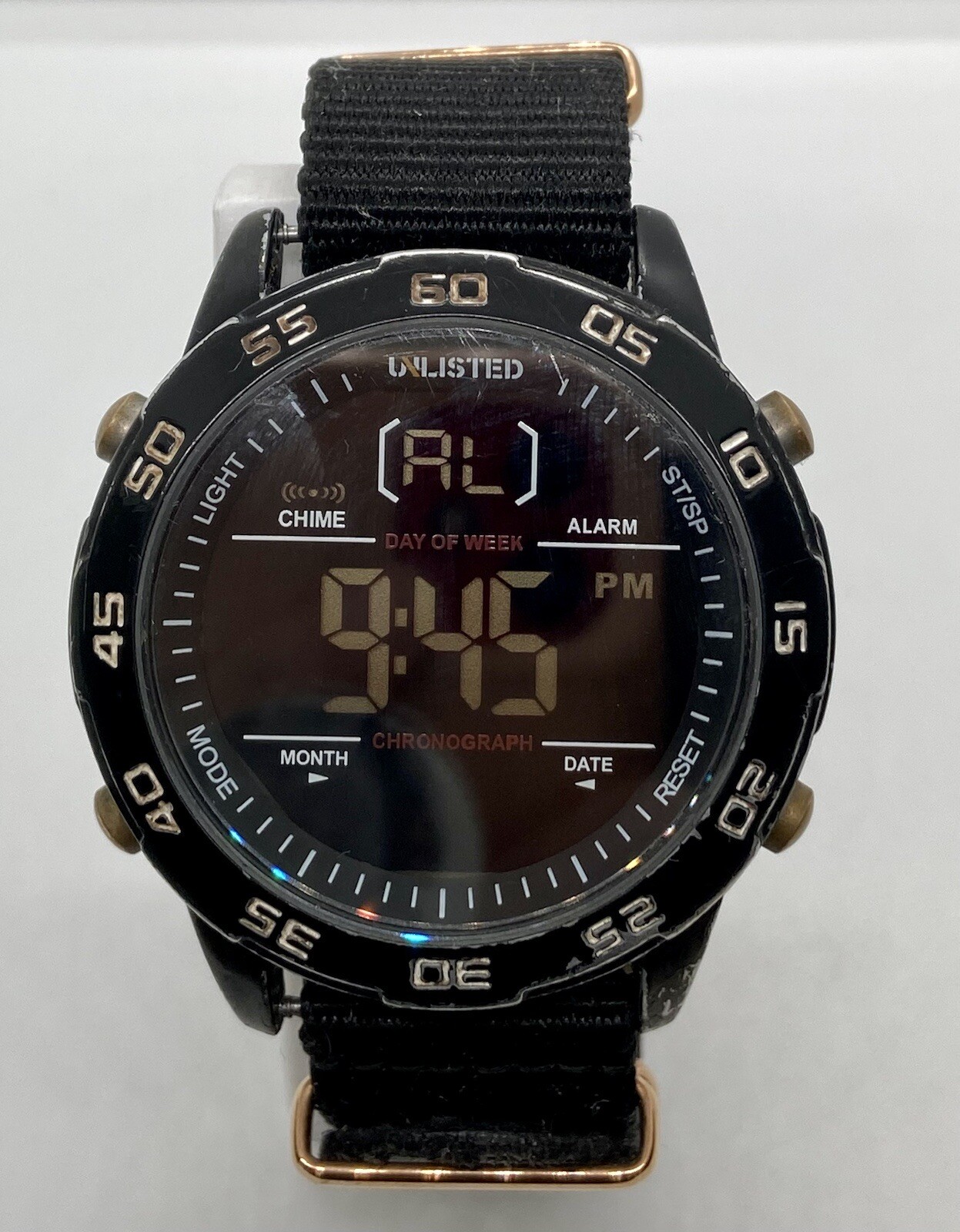 Kenneth Cole Unlisted Mens Digital Watch New Battery Backlit Date Timer Canvas