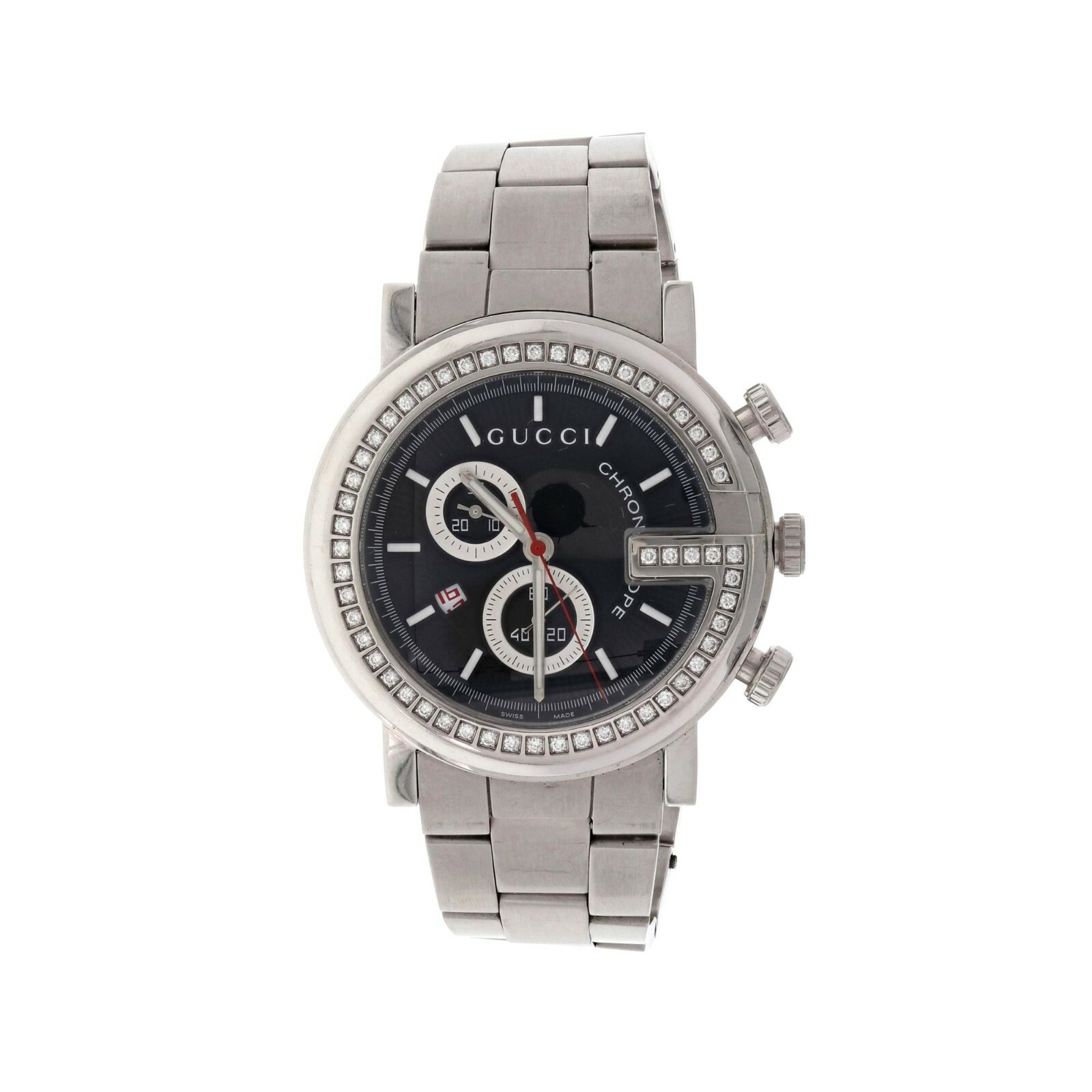 GUCCI YA101324 G Shape Chronometer Men’s Swiss Made Diamond Watch