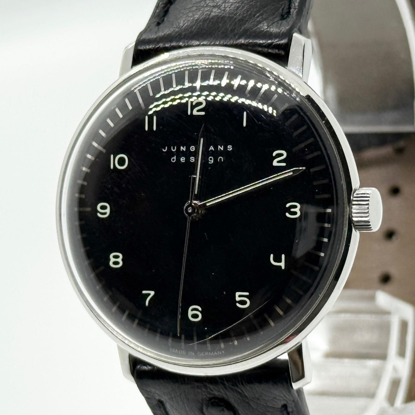JUNGHANS Max Bill 027/3702.00 3919 Manual Wind Watch 37x34mm Black Dial