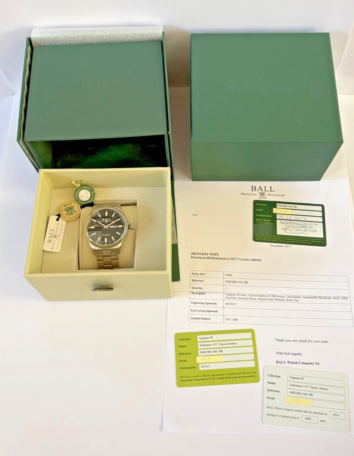 BALL Engineer III Endurance 1917 Classic (46mm) COSC certified chronometer